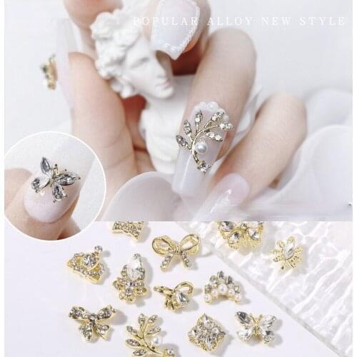 New Butterfly Nail Art Diamond Nail Sequins 3D Imitation Zircon Flash Diamond Pearl Crown Bear Nail Shinning Rhinestones