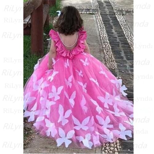 Flower Girl Dresses Tulle Beading Appliqued Pageant Dresses For Girls First Communion Dresses Kids Prom Dresses