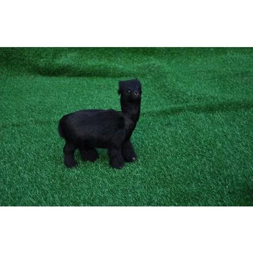 Polyethylene&fur black alpaca large 22x24cm model handicraft home decoration gift b1675