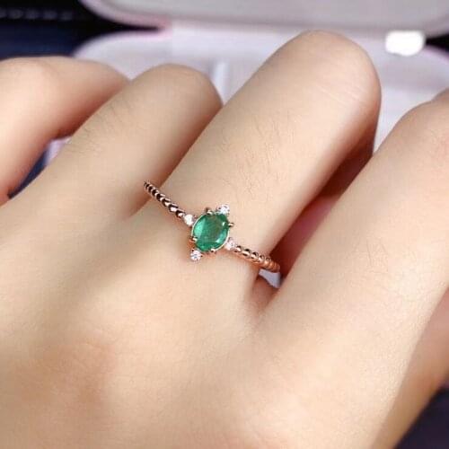 Lovely grace Hemp flowers round Natural green emerald gem Ring S925 Silver Natural Gemstone Ring Womens office party Jewelry