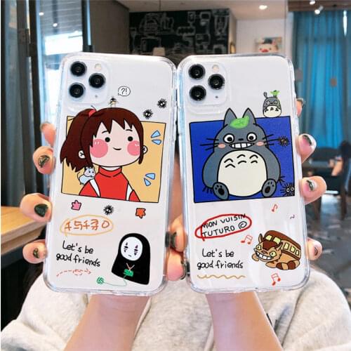 JAMULAR Lovely Totoro Japan Anime Clear Phone Case For iPhone 11 Pro 7 XS MAX SE 2020 X XR 8 6Plus Best Friend Soft Cover Fundas