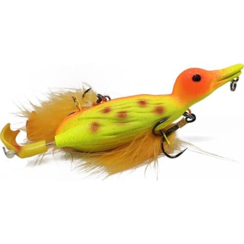 LUTAC Floating Duck Fishing Lure 105mm 29g Artificial 3D Eyes Sea Bass Tackle Hard Plastic Bait With Feather Hook