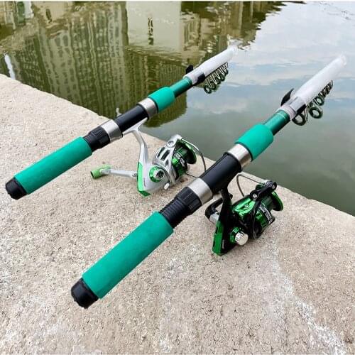 Fishing Rod and Reel Combo Set Mini Short Telescopic Rod Silver/Black Spinning Fishing Reel