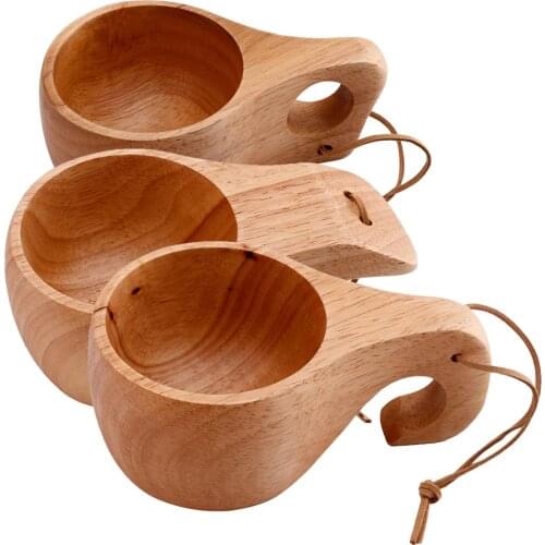 Nordic Wood Mug Cup Finland Kuksa Wooden Teacup Handmade Anti Scald Long Handgrip Natural Wood Coffee Tea Cup Sweden Ksa Mug