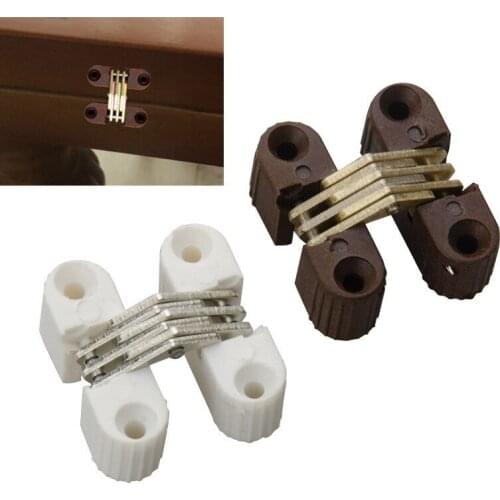 6pcs Hidden Folding Door Barrel Cross Hinge Plastic Invisible Concealed Hinges for Dining Table Connection Furniture Hardware