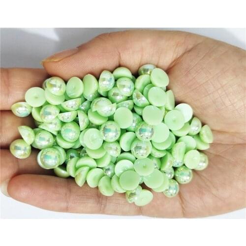 Green AB Half Round Pearl Rhinestone Crystal Non Hotfix Flat Back Rhinestones Trim Accessories for Nail Art Rhinestones