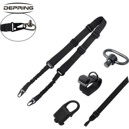 Tactical 2 Points Rifle Sling Adjustable Gun Shoulder Strap with 2 Picatinny Rail Mounts/Strap Mounts/ButtStock Sling Adapter