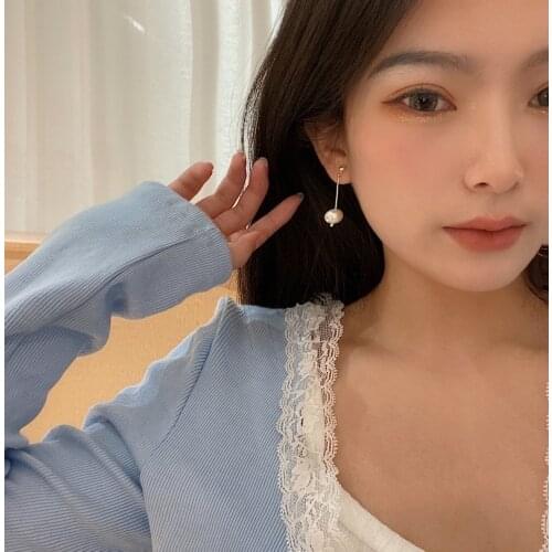 TIMEONLY Korean Fashion Imitation Pearls Short Dangle Earrings Golden Metal Luxury Earring Wedding Gifts Jewelry for Women Girl
