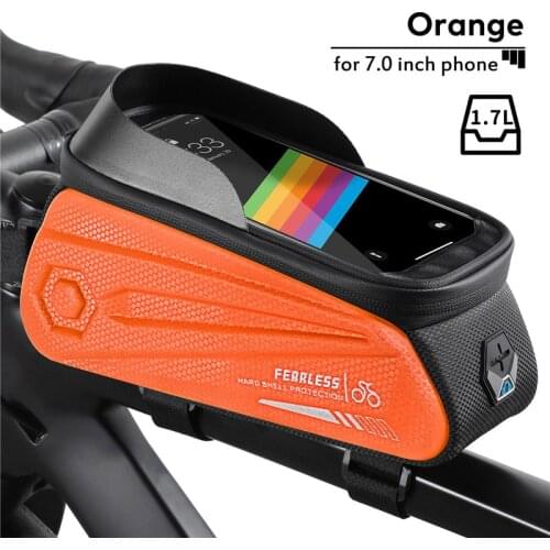 Outdoor Riding Accessories Orange Bicycle Mobile Phone Front Frame Bag Waterproof Bicycle Top Pipe Installation Package new