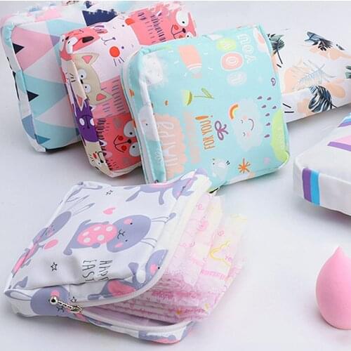 Dozzlor Waterproof Tampon Storage Bag Cute Sanitary Pad Pouches Portable Makeup Lipstick Key Earphone Data Cables Organizer