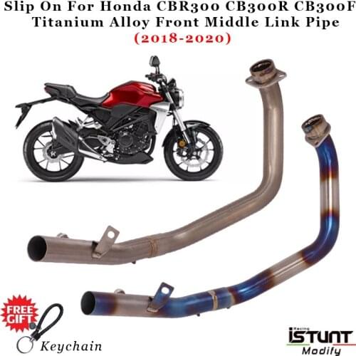 Motorcycle Exhaust System Modified Titanium Alloy Front Middle Link Pipe Slip On For Honda CBR300 CB300R CB300F 2018 2019 2020