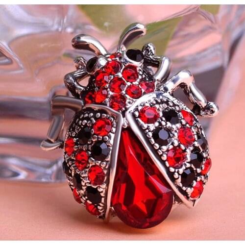 High-quality Handmade Oil Insect Brooch Fashion Animal Brooch Rhinestone Female Jewelry Ladybug Brooch