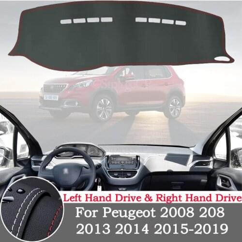 High-quality leather instrument panel protection pad and light-proof pad for Peugeot 2008 208 2013-2019 car styling accessories