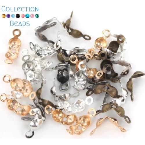 4x7mm 200pcs Connector Clasp Fitting Ball Chain Calotte End Crimps Beads Connector Components For DIY Jewelry Making Supplies