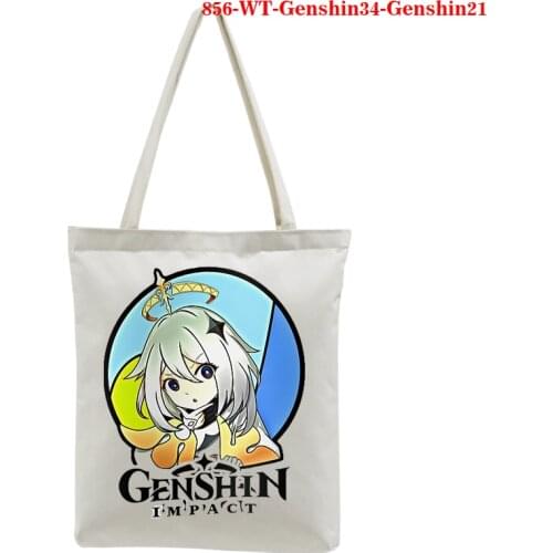 Women Genshin Impact Print Shoulder Bag Canvas Handbag Tote Large Capacity Shopping Bag Cute Book Bags for Girls Bags for Women