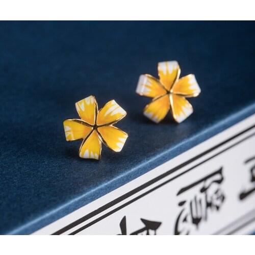 VLA 925 Sterling Silver Simple Creative Plumeria Earrings Womens Temperament Lovely Flowers Accessories Jewelry