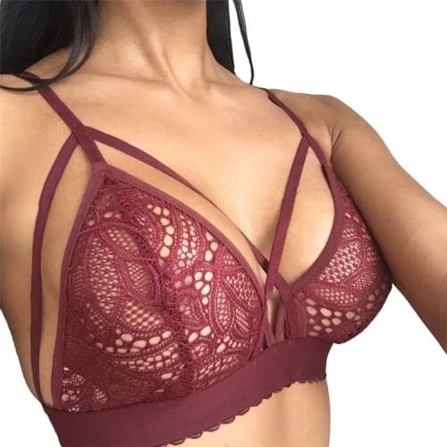 2018 Sexy Bustiers Women Lace Hollow Out Bras Solid Wrapped Fashion Femme Chest Crop Floral Bra Intimates Underwear
