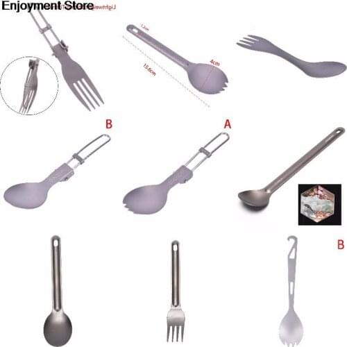 1PC Titanium Spoon Titanium Fork Camping Spoon Outdoor Tableware Long-handled Titanium Spoon Silver