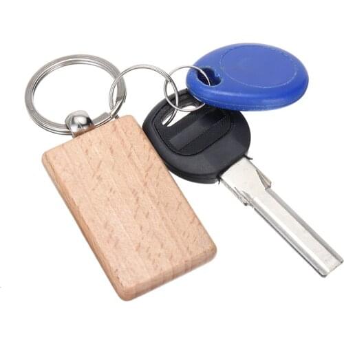 10Pcs Blank Rectangle Wooden Key Chain Charm Key Ring DIY Craft Pendant Wood Keychain Keyring Tags Embellishments Gifts