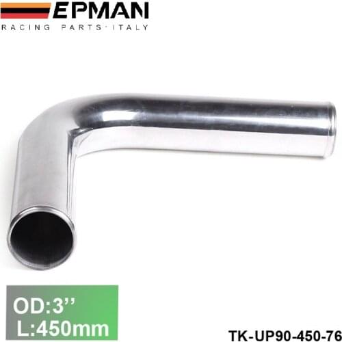 2pcs/unit 76mm 3" 90 Degree Aluminum Turbo Intercooler Pipe Tube piping L:450mm For BMW MINI Cooper S R53 EP-UP90-450-76