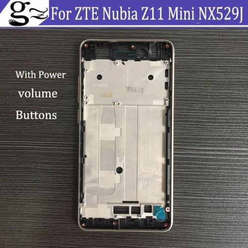 2pcs/lot Silver New Housing Front Middle Frame Bezel/ Middle Plate Cover with buttons For ZTE Nubia Z11 MINI NX529J Z11MINI