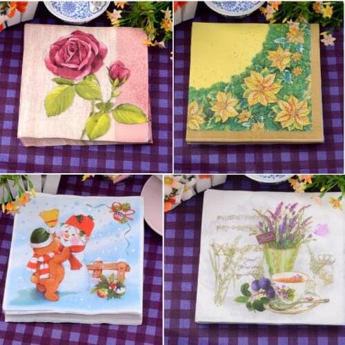 20pcs Napkins Tissue Paper 100% Virgin Wood Tissue for Kids Birthday Party Decoration wedding Christmas paper Napkins 33x33cm