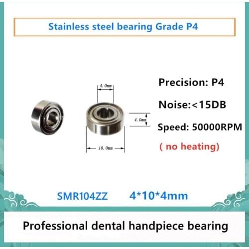 20pcs high quality Dental Handpiece bearing SMR104ZZ 4x10x4mm P4 stainless steel ball bearings 50000rpm no heating