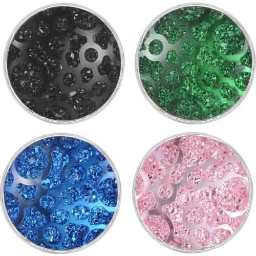 4 Colors Gradient Resin Ginger Snap button Charms With Copper Metal Base Fit 18mm Snap Jewelry Vn-1997