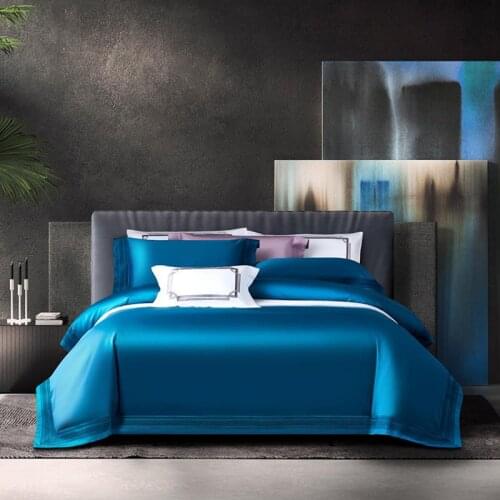 4Pcs 1000TC Egyptian Cotton Duvet Cover Zipper Hotel Sateen Weave Silky Soft Premium Quality Bed Linen Bright Blue Dusty Pink
