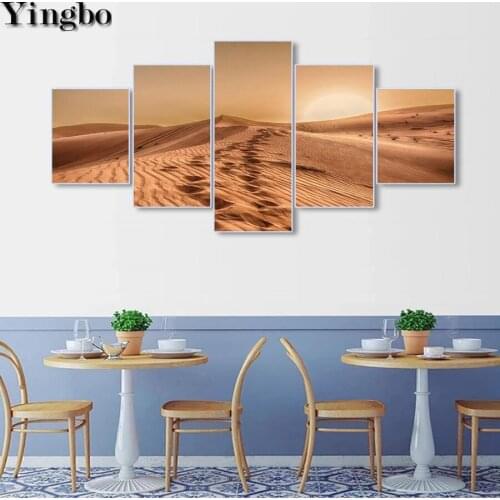 5 Pieces 5d diamond painting full square/round Desert Sunshine landscape Rhinestones Painting 3D Diamond Embroidery Cross Stitch