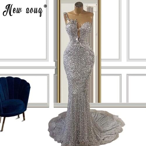 NEW Sparkle Grey Evening Dress Sequin Fitted Mermaid Glitter Evening Gown Shiny Split Party Dress Halter Neck Formal Gown