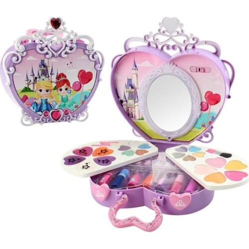 Children Girls Washable Portable Cosmetic Case Makeup Tools Play House Toys