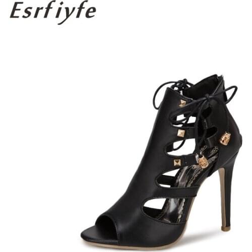 ESRFIYFE Women Classic Sandals 2021 New Lace Up Open Toe High Heels Galdiator Sandals Buckle Ankle Strap Stilettos Shoes Woman