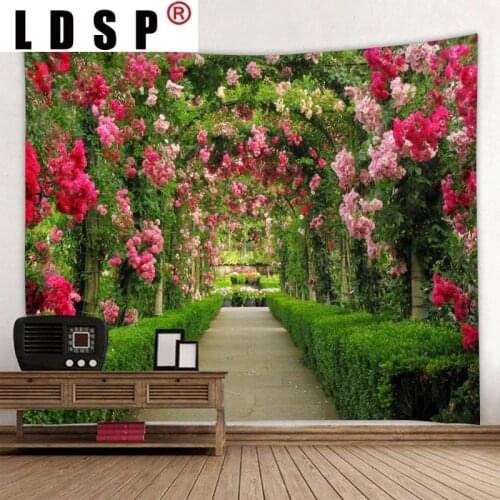 LDSP Tapestry Flower Archway Wall Hanging Fabric Mural Background Cloth Wall Rugs Towel Beach Blanket Dorm Living Home Decor