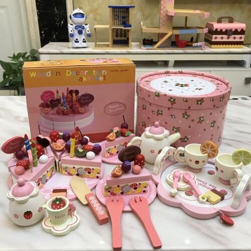 Mother Garden Simulated Kitchen Suit Imitation Tea Set Toy Afternoon Tea Cake Made of Wood Early Life Education Gift for Girl