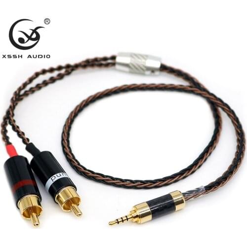 RCA 2RCA to 4 Pole 3.5mm Aux Plug Cable XSSH audio YIVO Soft OFC Pure Copper Headphone Earphone Extension Cables Wire Cord