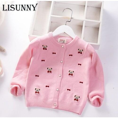 Girls Cardigan Sweater 2021 Spring Autumn New Kids Sweater Embroidery Children Jacket Baby Clothes Lolita Style 2-7y Cartoon