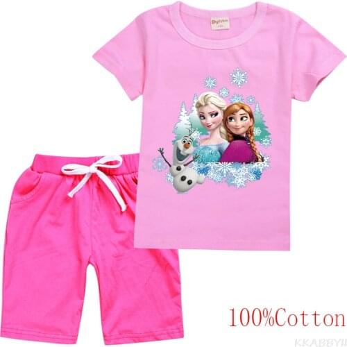 Disney Princess clothing set kids Summer Baby Clothes Set girls casual sport outfit children Clothes t shirt Suit