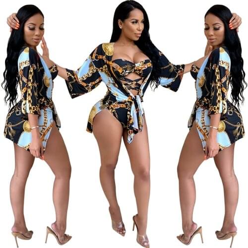 Jazz Dance Costume Women Sexy Pole Dance Clothing Printed Swimsuit Night Club Gogo Dancer Performance Clothes Two Pieces DCC306
