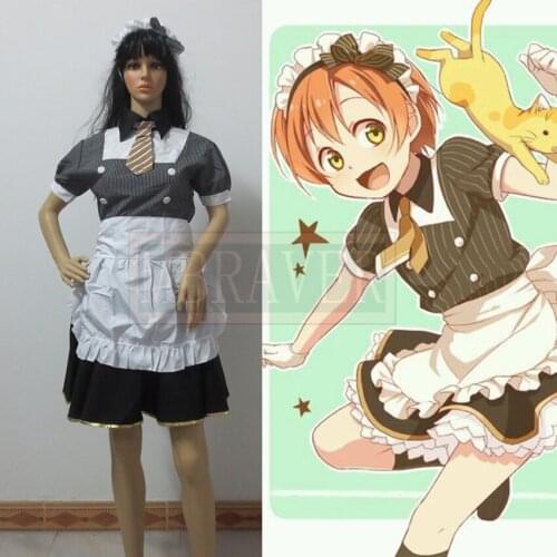 Anime Love Live Rin Hoshizora Cosplay Costume Cute Maid Dress Coffee House Dress