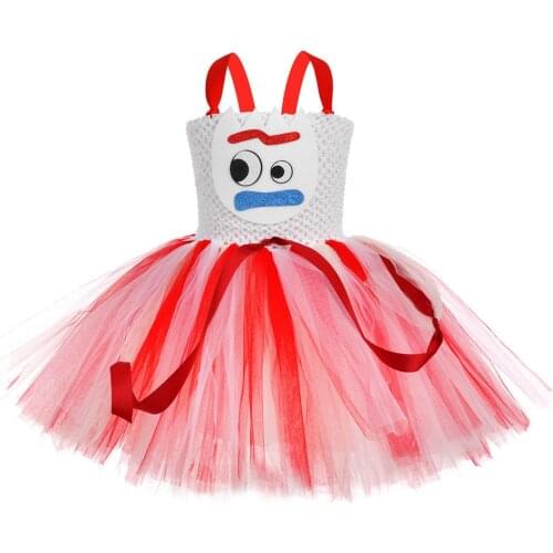 Forky Costume Girls Kids Halloween Carnival Forky Dress Up Clothes 1-12 years Girls Birthday Party Gift Photo Prop