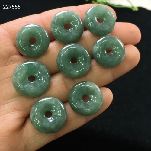 Genuine Natural Jade A Green Gemstone Pendant 18mm Necklace Round Donut Emerald Women Men Barrel Stone Jade Accessories DIY