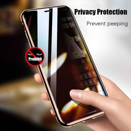 Magnetic Privacy Glass Case for iPhone XR XS Case Anti-Spy 360 Protective Magnet Case for iPhone 11 11pro 8 7 6S Plus Max Cover