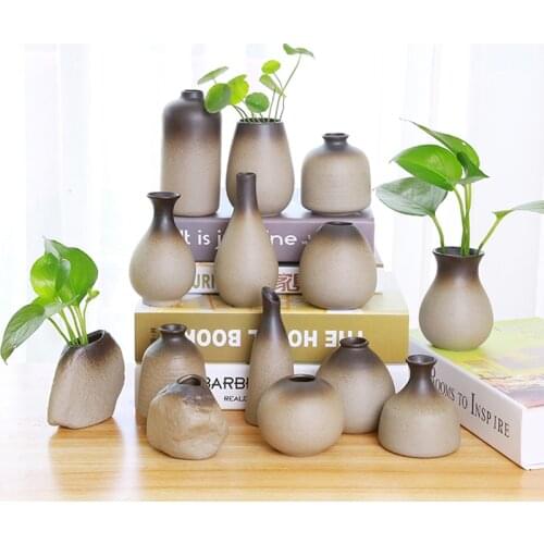 Small Ceramic Flowers Vase, Vintage Pottery Collectible Floral Vases, for Interior Decoration, Hotel, Party,Home Furnishings