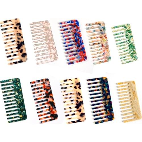 Mini Pro Acetic Acid Plate Comb Simple Anti-static Handmade Marble Leopard Print Hairdressing Combs Wide Teeth Beard Comb