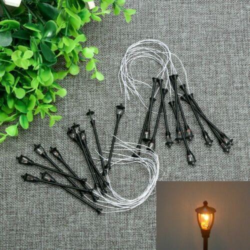 20Pcs 6V Single Head Model Garden Lights Lamp Park Street Road Railway Lamppost Scenery Scale 1:100 Miniature Landscape Lighting