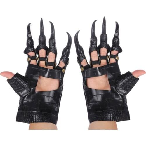 Monster Dragon Devil Cosplay Halloween Props PU Leather Gloves Puppet Claws Gloves Toys Scary Hands For Role Play
