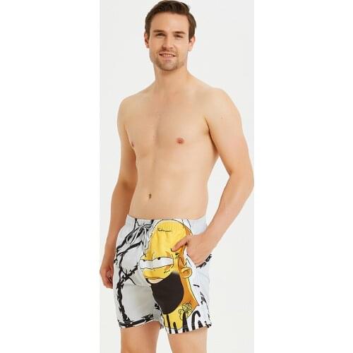 Mens quick-drying cartoon shorts loose tide brand beach pants can spray swimming trunks seaside holiday shorts
