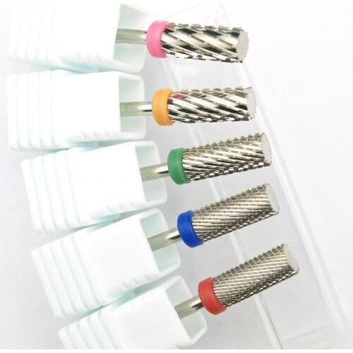 New Silver! Quality 5mm Small Flat Top barrel Original Tungsten steel Carbide Manicure Nail drill bit File Accessories