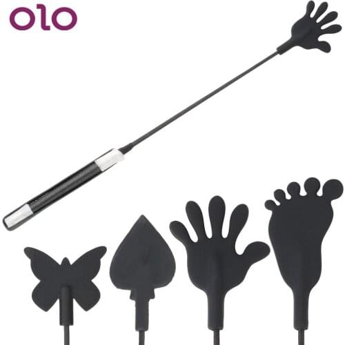 OLO PU Leather Long Handle 55cm Flirting Slave Spanking Paddle Long Whip SM Adult Games Sex Toys For Women Couple